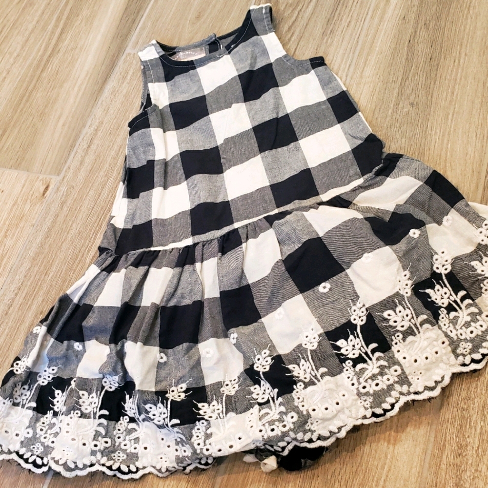 Peppa & Julie white & black checkered dress 24 mo